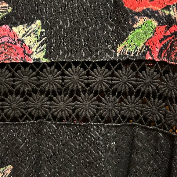 Free People Fitted with Daisies Dress Black with Roses - Picture 3 of 9